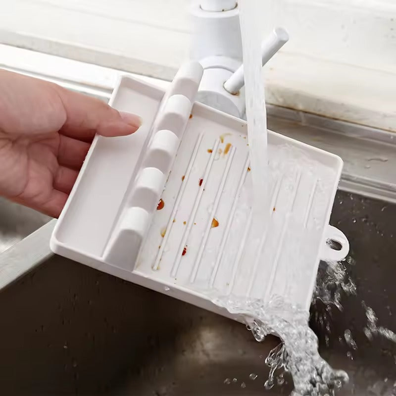 Kitchen Spoon Holders Fork Spatula Rack Shelf Organizer Plastic Spoon Rest Chopsticks Holder Non-slip Spoons Pad Kitchen Utensil